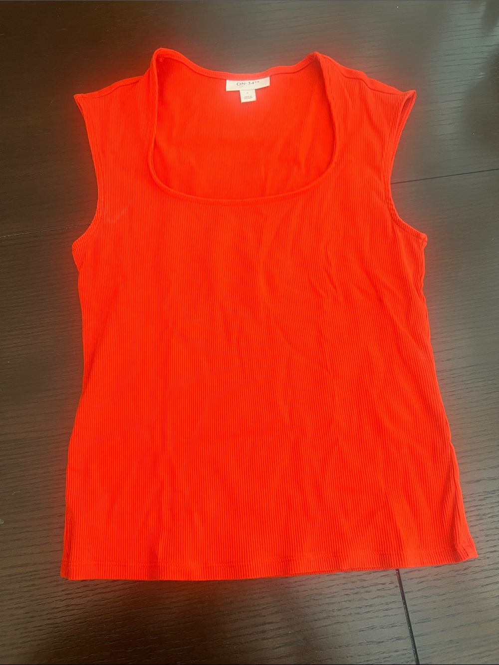On 34thVibrant Red Ribbed Scoop Tank